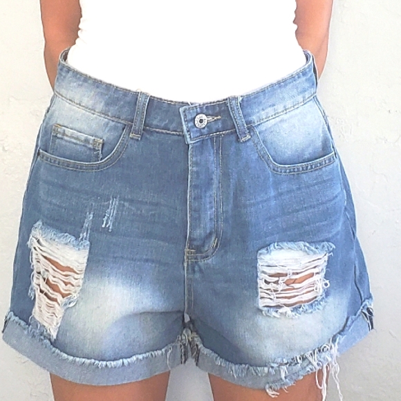 Sexy MISSLOOK Jean Shorts Size L - Picture 3 of 7